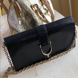 Gucci Black Stirrup Leather Clutch